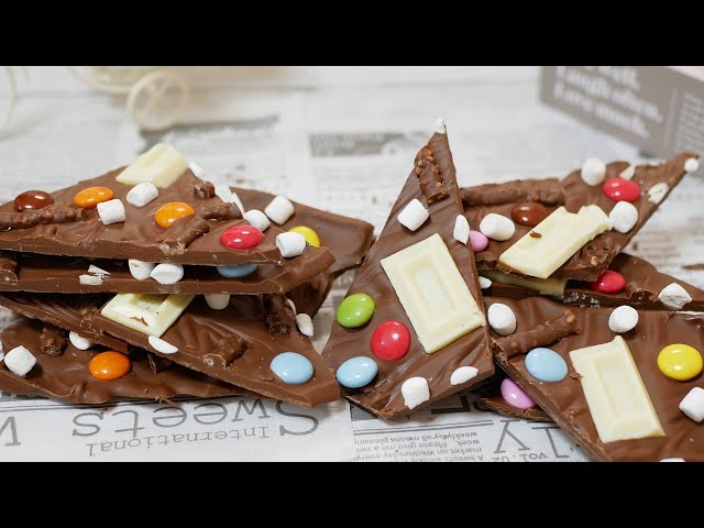 板チョコで作るチョコバーク【量産簡単チョコ】How to make a cute chocolate bark【Easy mass production chocolate sweets】