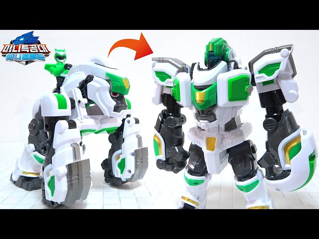 【緑のゴリラががロボットに装着合体！】ミニフォース・アニマルトロン「ビッグコング/ゴリラ」グリーンヒーロー【韓国おもちゃ】