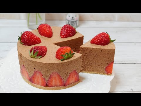 いちごの生チョコムース No-Bake Strawberry chocolate mousse cake